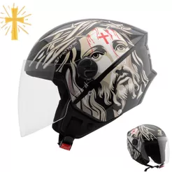 Capacete Aberto Jesus Cristo Feminino Masculino Pro Tork New Liberty Three Cristão Religioso