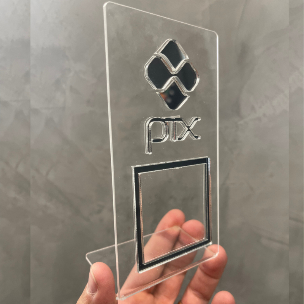 Placa Pix QR Code Pagamento Wifi Acrílico Para Mesa Balcão Loja Estabelecimento