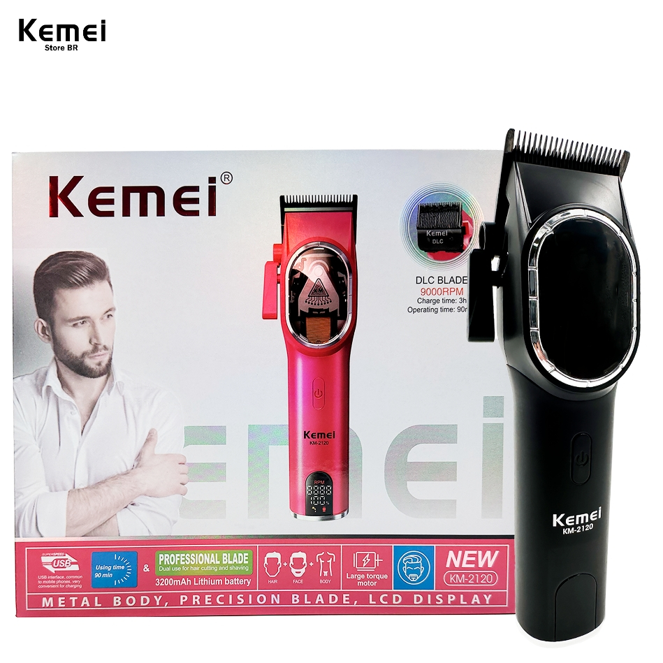 Km 2120 Máquina De Cortar Cabelo Sem Fio Barbeiro Recarregável Corte De Profissional Produto Bivolt em Oferta na Shopee