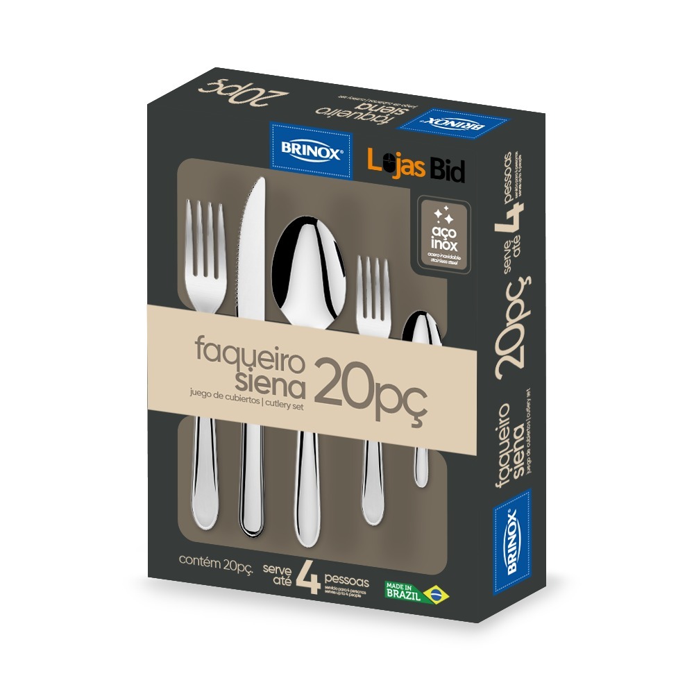 Faqueiro De Aço Inox Siena 20 Peças 5109/455 Cor Prateado Brinox