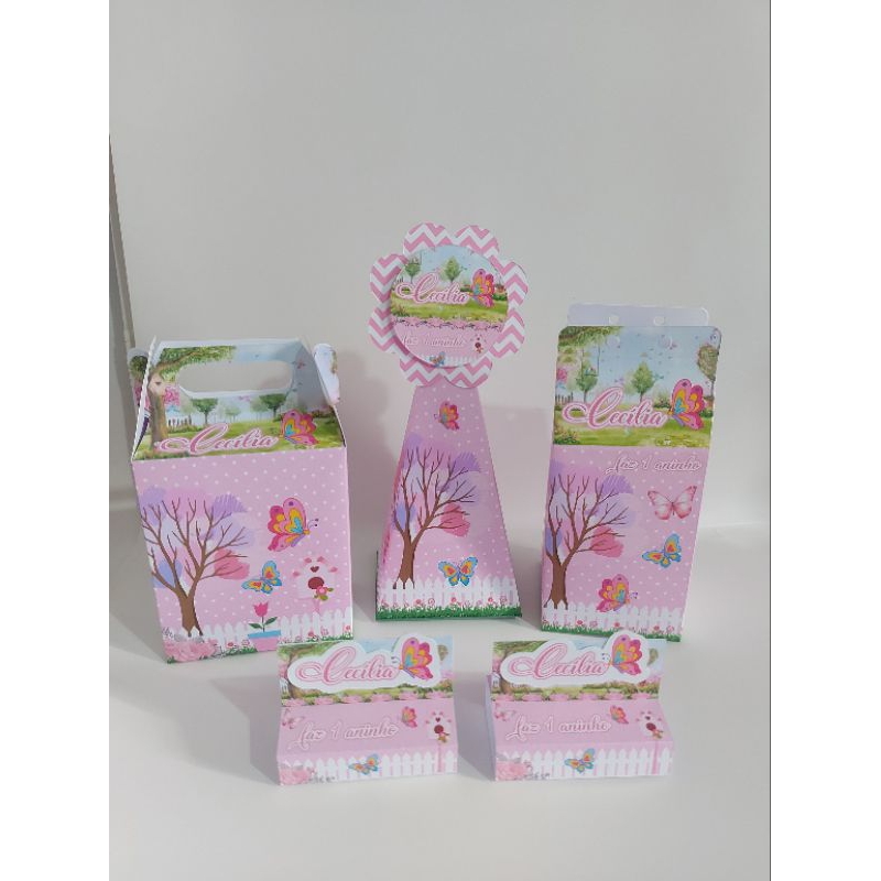 kit caixinhas personalizadas TEMA JARDIM ENCANTADO lembrancinhas festa