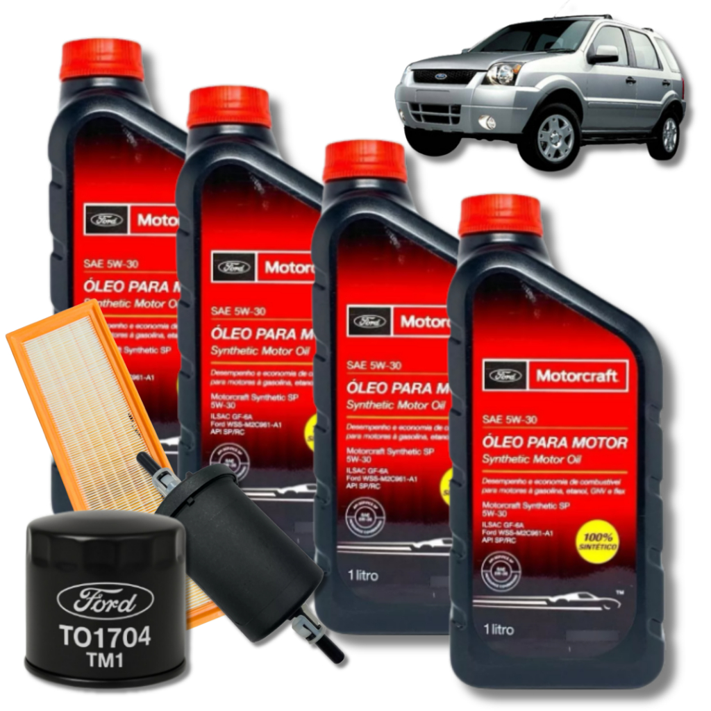 KIT TROCA DE ÓLEO 5W30 MOTORCRAFT + FILTROS CARRO ECOSPORT 2007 1.6