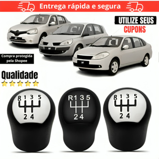 Manopla Bola De Cambio Clio Scenic Symbol Tampa Cromado Preto Prata Novo em Oferta na Shopee