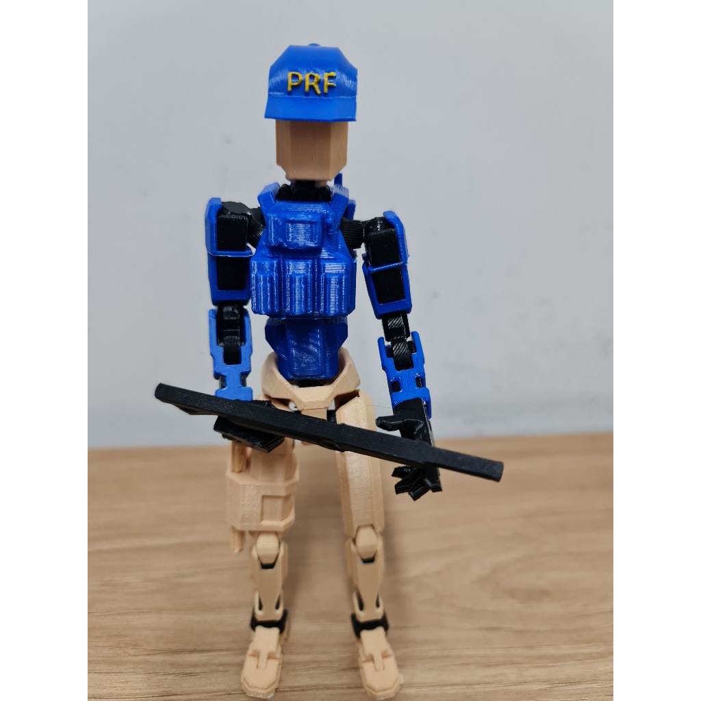 PRF Boneco Policial articulado dummy 13 tatico prf 20cm de Altura, brinquedos, coturno, coldre, luva, azul.