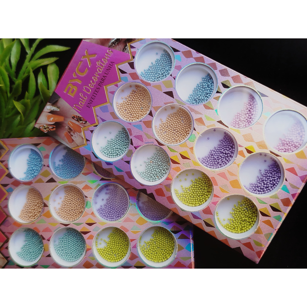 paleta de caviar colorido - pedrarias para adesivos e joias de unhas