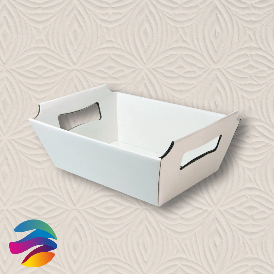 CESTA PAPEL BRANCO, 330G - Páscoa; Cesta de Chocolate; Café da manhã- TAMANHO M- CX002