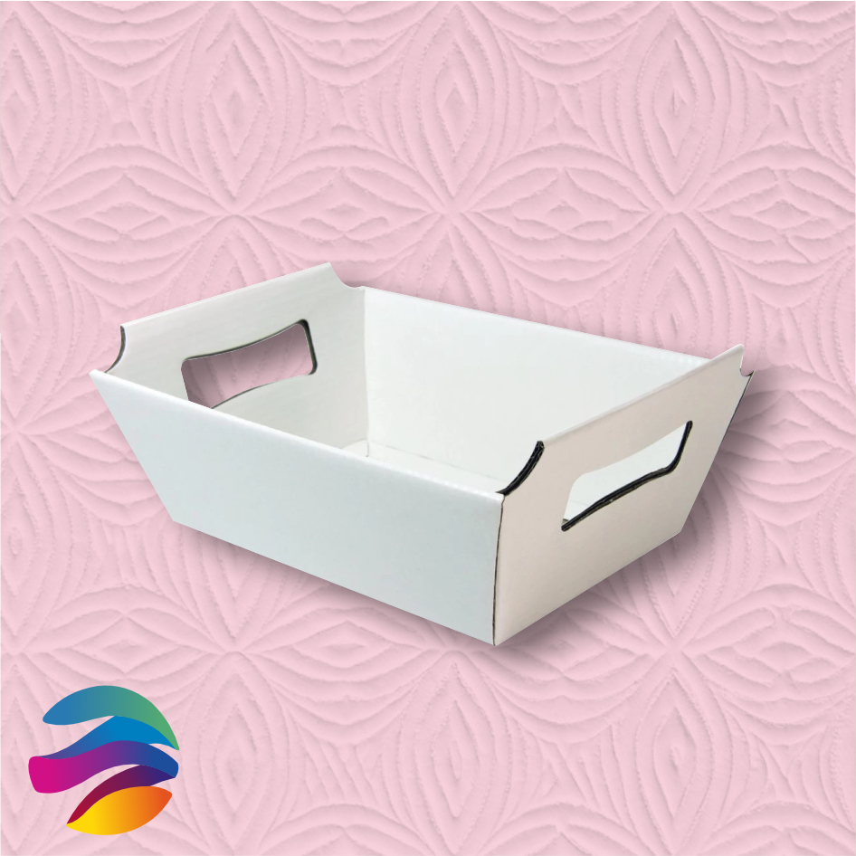CESTA PAPEL BRANCO, 330G - Páscoa; Cesta de Chocolate; Café da manhã- CX002