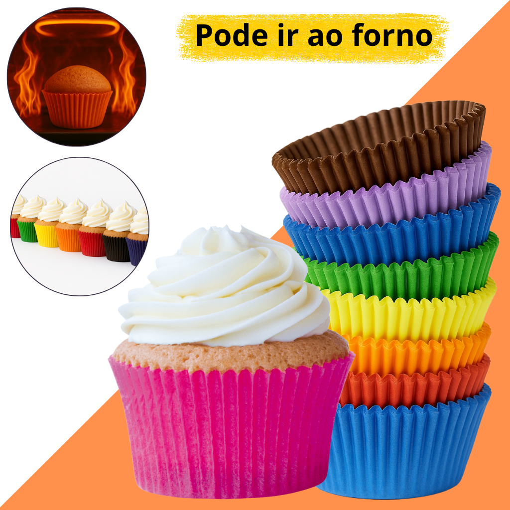 Kit 45-225 Forminhas Para Cupcake Forneável Não gruda Mago Escolha as Cores Não gruda Mago Escolha as Cores em Oferta na Shopee