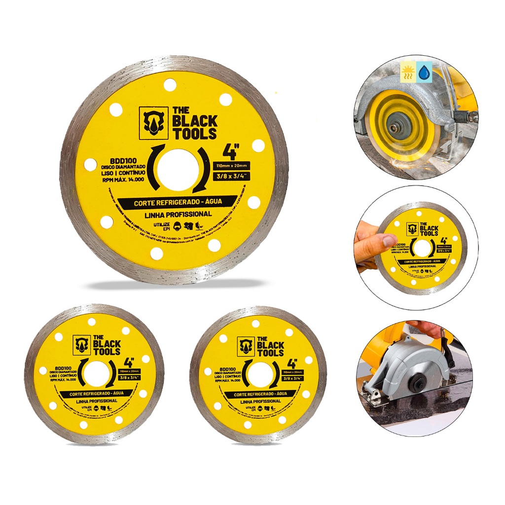 Kit 03 Discos De Corte Vidro Porcelanato E Vidro 110mm The Black Tools em Oferta na Shopee