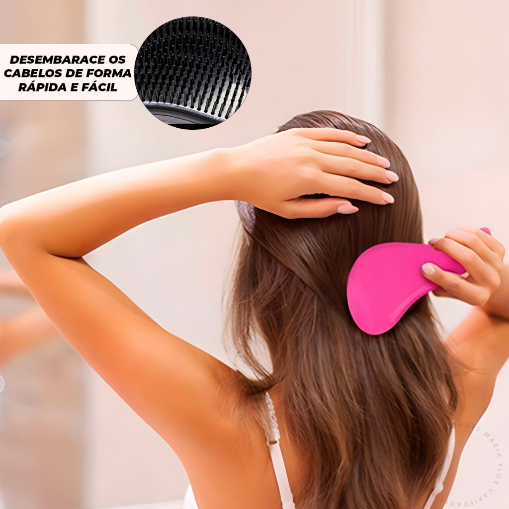 Escova Mágica de Pentear Com Cabo Desembaraçar Cabelos Anti Frizz Altíssima Qualidade