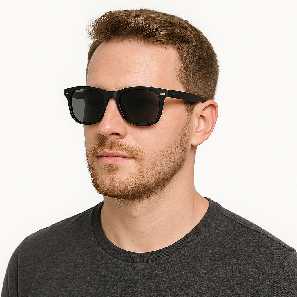 Óculos Sol Masculino Preto Polarizado Quadrado Estilo Justin veja o mundo como ele é