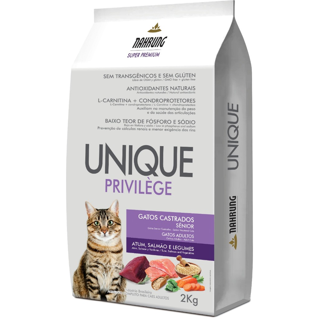 Ração Unique Privilège Super Premium Natural para Gatos Castrados Sênior 2kg