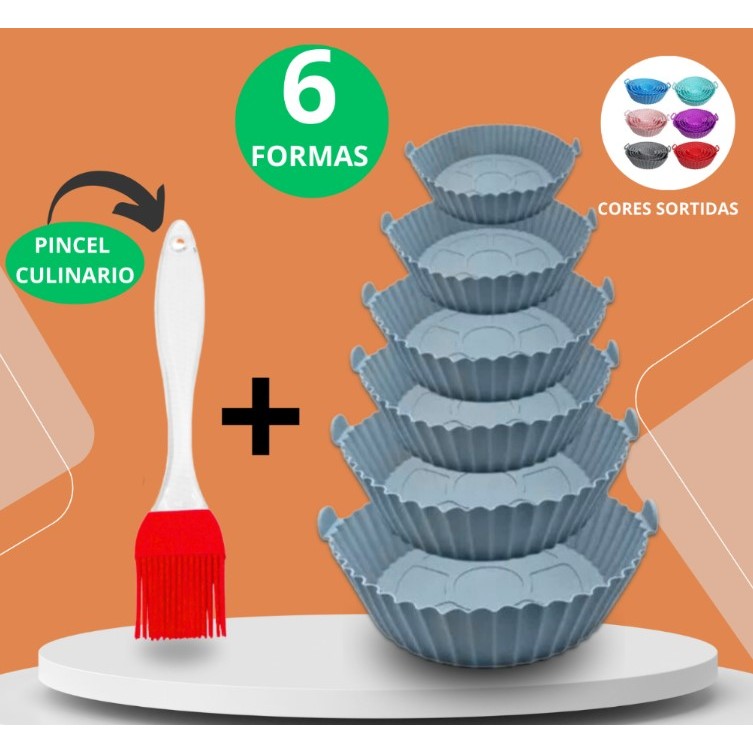 GUIANA Kit 6 Forma Para Air Fryer Silicone Antiaderente Forno Microondas + Espatula Silicone em Oferta na Shopee