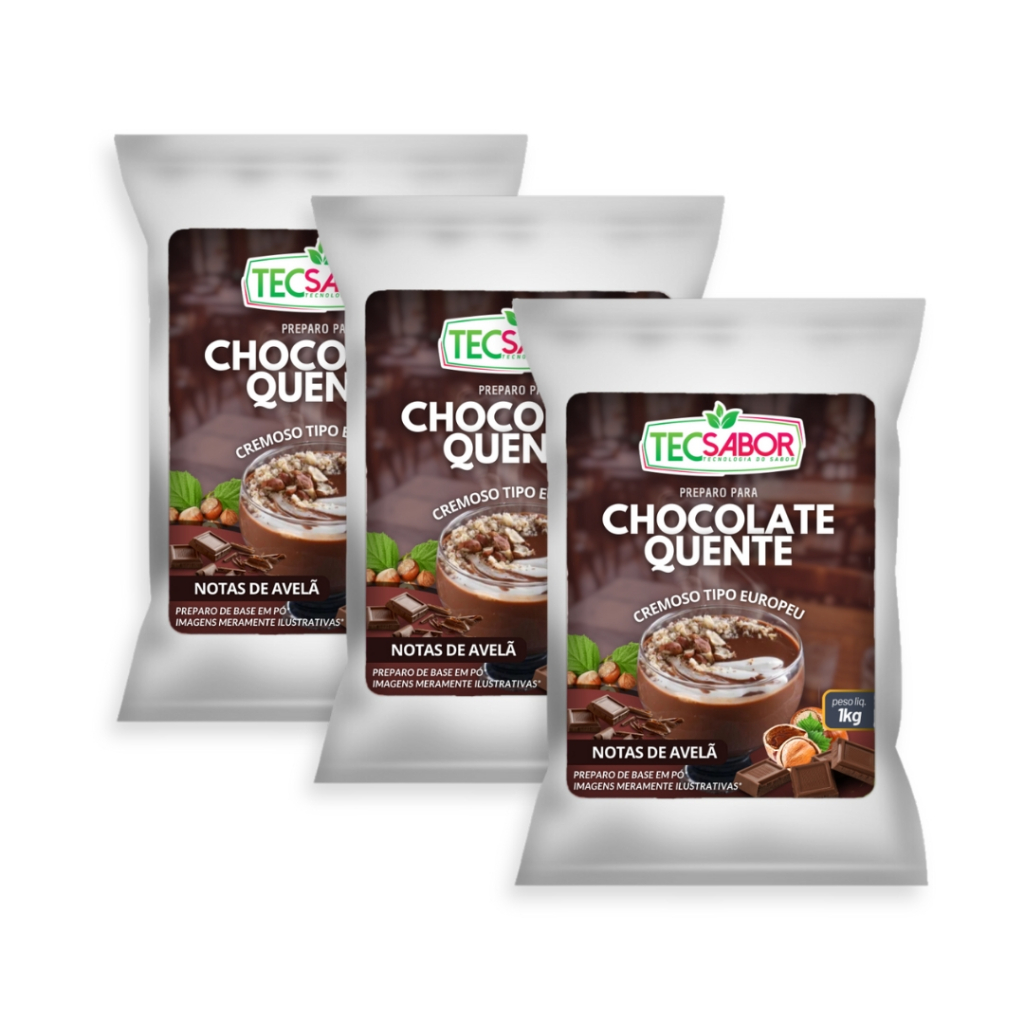 3x Chocolate Quente Cremoso tipo Europeu Notas de Avelã - Tecsabor