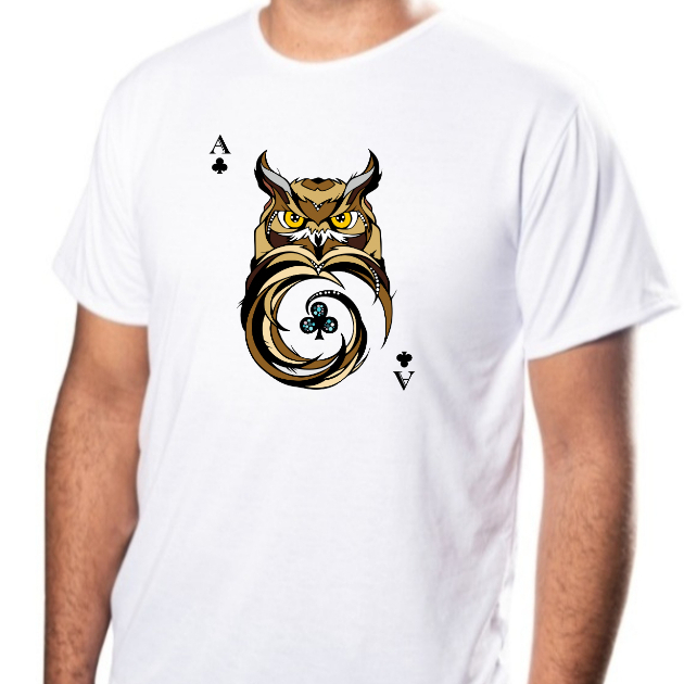 Camiseta Masculina Estampa Carta Coruja Ais Camisa 100% Poliéster Anti-Piling