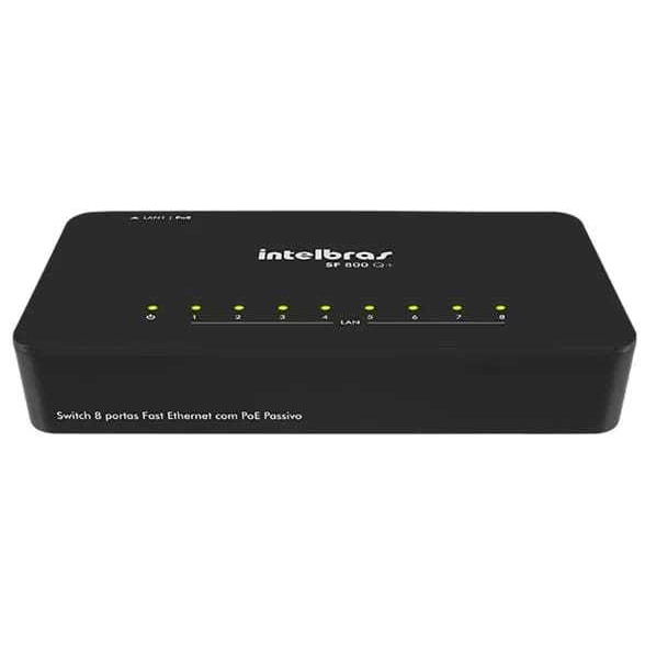Switch 8 Portas Fast Ethernet com PoE Passivo SF 800 Q+ Intelbras