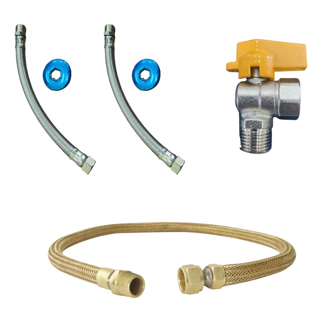 Kit Instalação Gás 40cm Cobre Tomback - 1/2' MxF Alta Vazão - VAZÃO Premium p/ Fogões e Aquecedores