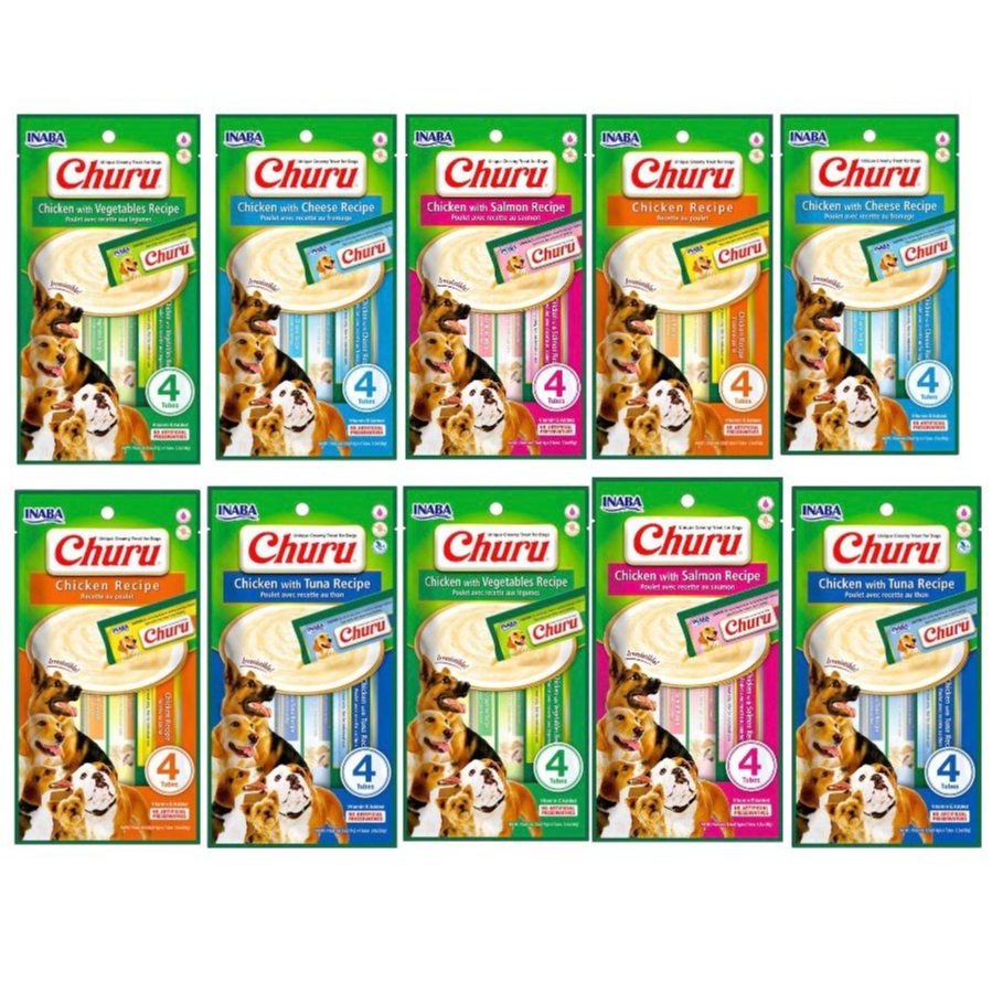 Petisco para Caes Purê Churu Dog Inaba Kit com 10 9 8 7 Pacotes Variados original promoção em Oferta na Shopee