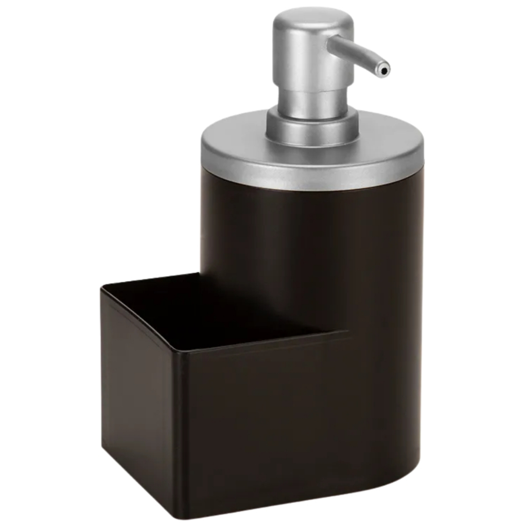 Dispenser Porta Detergente 600ml Preto Cromado Suporte Para Bucha Buchinha Esponja Pia Cozinha Arthi em Oferta na Shopee