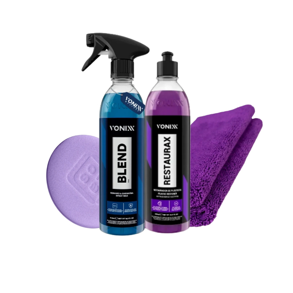Kit Cera Blend Spray Vitrificadora + Restaurador de Plasticos Restaurax 500ml - Vonixx em Oferta na Shopee