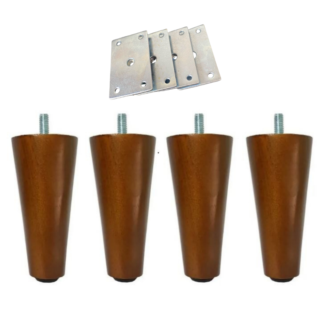 4 Pé Pézinho Palito 10cm Madeira De Móveis Cama Box Queen King Casal Rack Cadeiras Poltrona P/ 400Kg