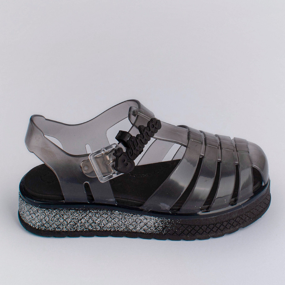Sandália Infantil Menina Kidy Gloss Belinha Preto Glitter Confortável Anatômica Leve Antiderrapante em Oferta na Shopee