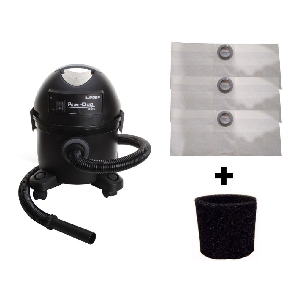 3 Sacos Descartáveis + Filtro Motor Para Aspirador Pó Lavor Wash Power Duo