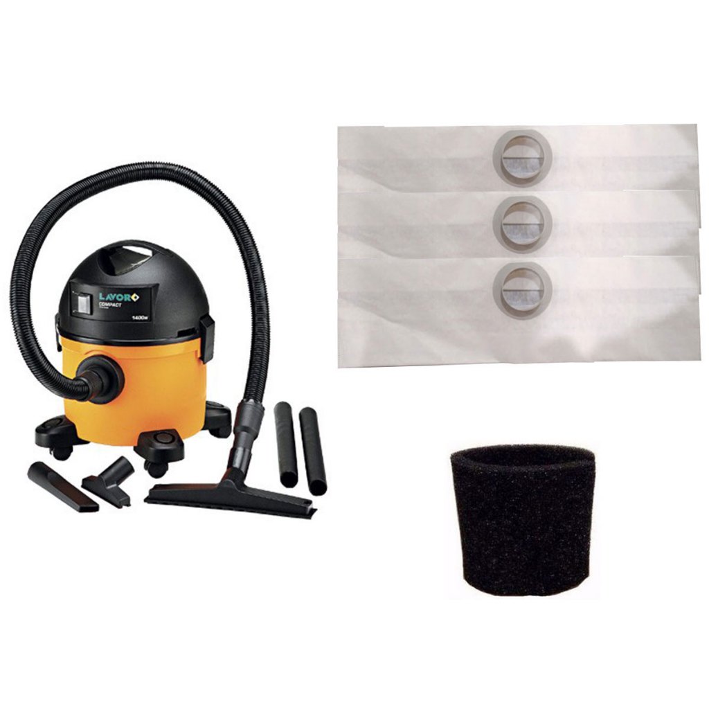 3 Sacos Descartáveis + Filtro Motor Para Aspirador Pó Lavor Wash Compact 1400w