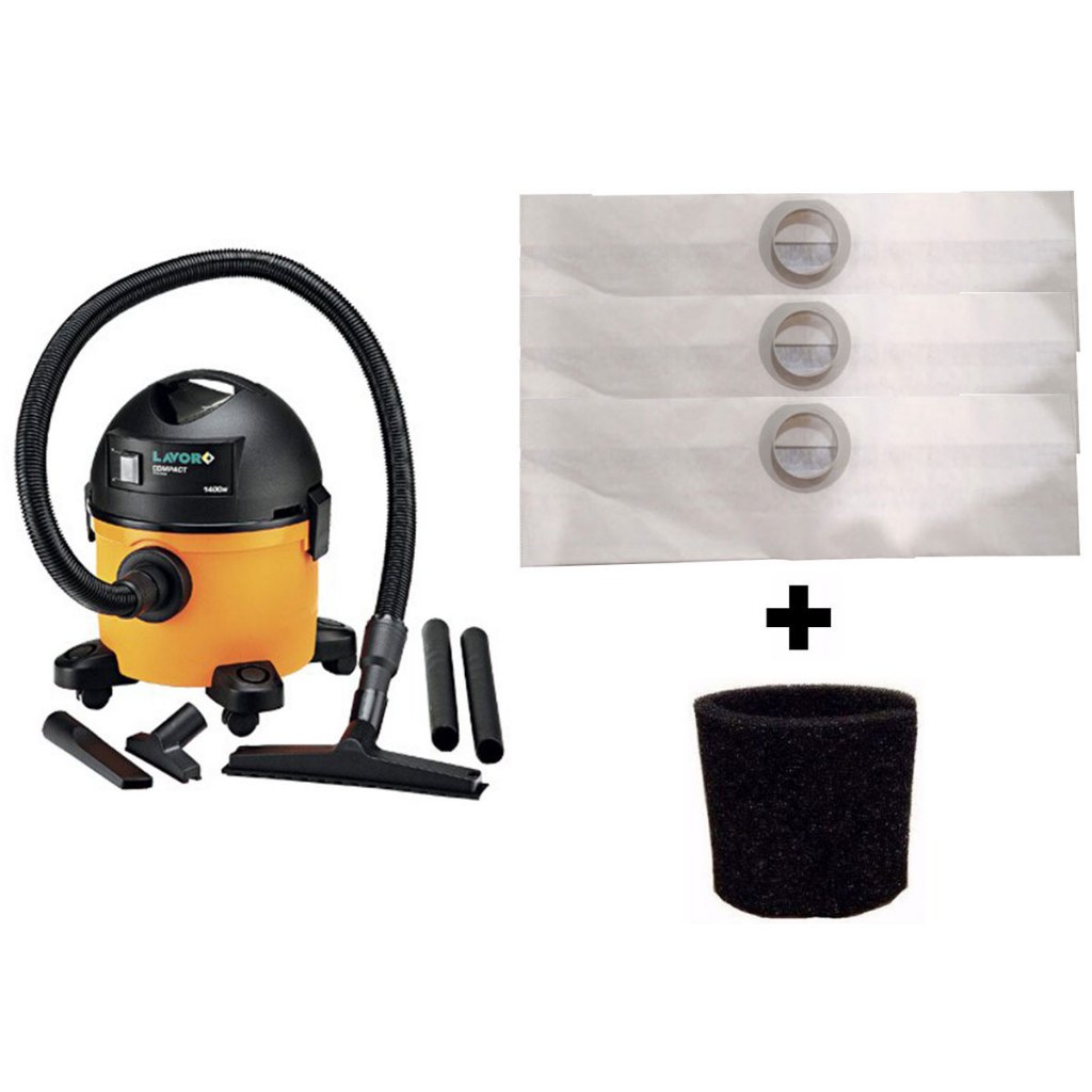 6 Sacos Descartáveis + Filtro Motor Para Aspirador Pó Lavor Wash Compact 1400w
