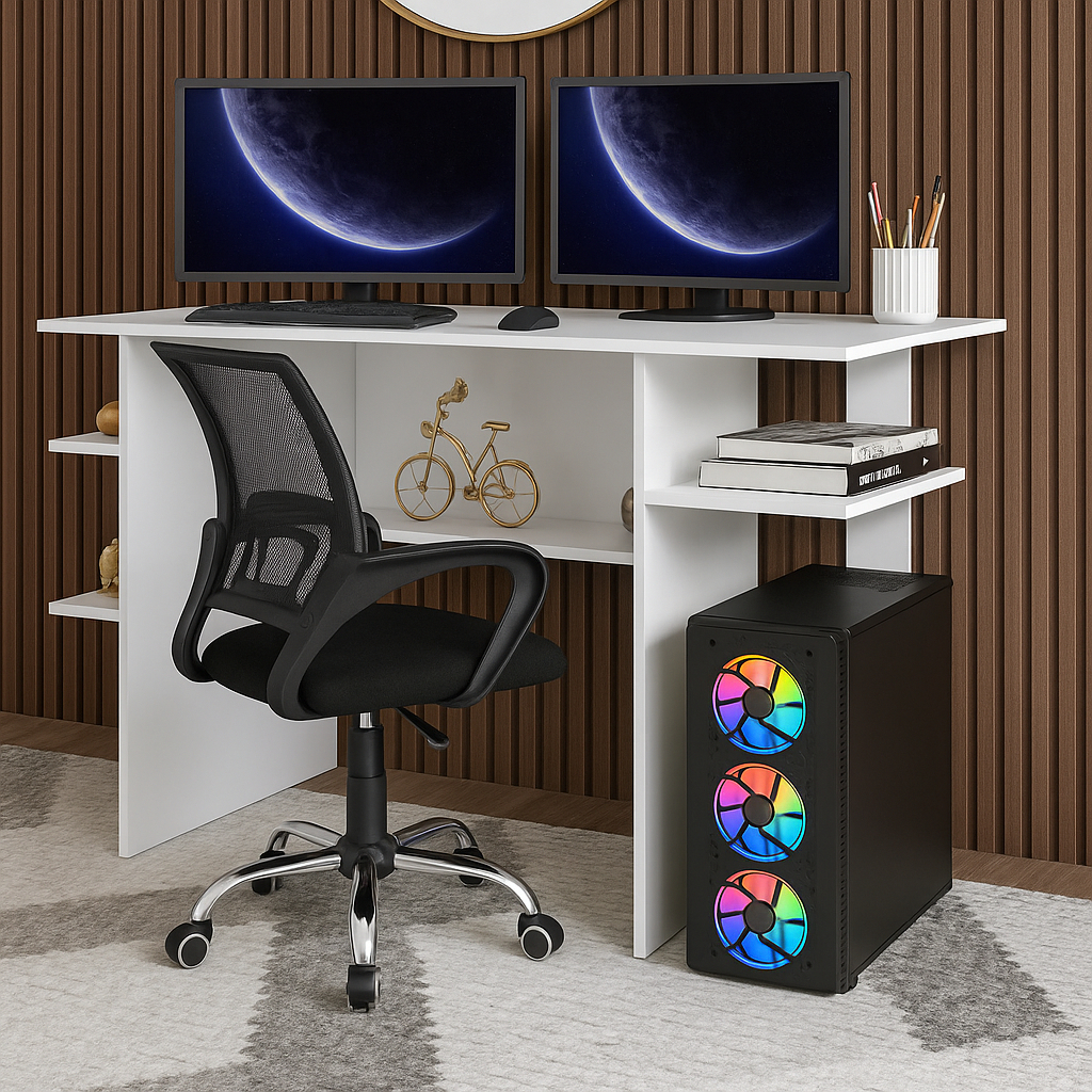 Imagem Conjunto Escrivaninha Mesa Gamer Para Computador + Cadeira Giratória