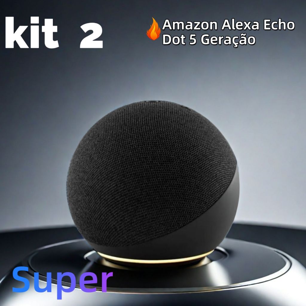 Kit  Assistente Virtual Led  Alaxe Echo Dot 5 Geração Alto Falante Original APARELHO SUPER BASS Imediato Melhor Preço
