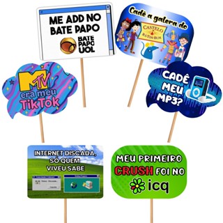 Plaquinhas Divertidas para Foto Festa Balada Aniversário Vintage Anos 2000 Y2K em Oferta na Shopee