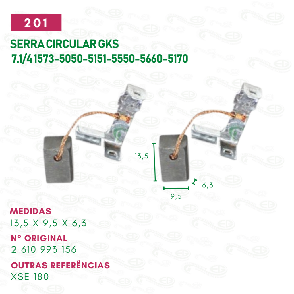 Escovas de carvão para serra Circular GKS 7.1/4 Skil 1573-5050-5151-5550-5660-5170