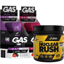 2x Gas Energy Gel 20 Sachês + Pré Treino Nuclear Rush Bodyaction