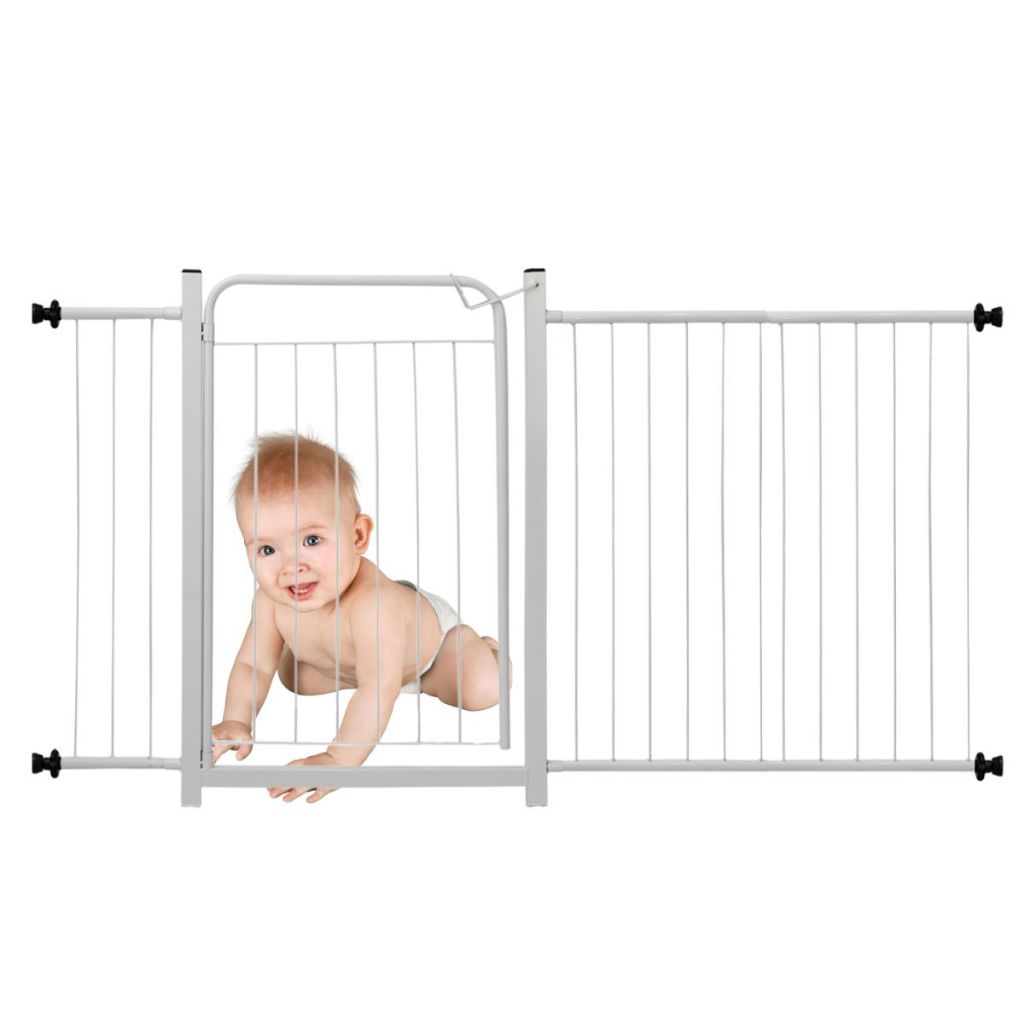 Portão Grade Proteção Pet Bebes Cão Portas Escadas Parede Com Extensor 1 de 15cm e 2 de 30cm
