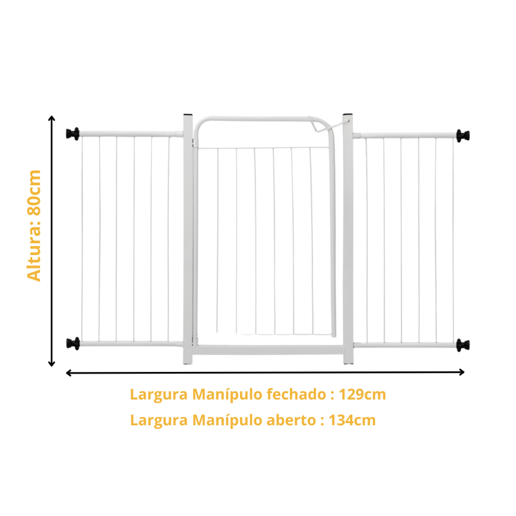 Grade Portão Proteção 134cm Portas Corredor Escadas Bebe Cachorro Com 2 Extensor 30cm Itagold em Oferta na Shopee