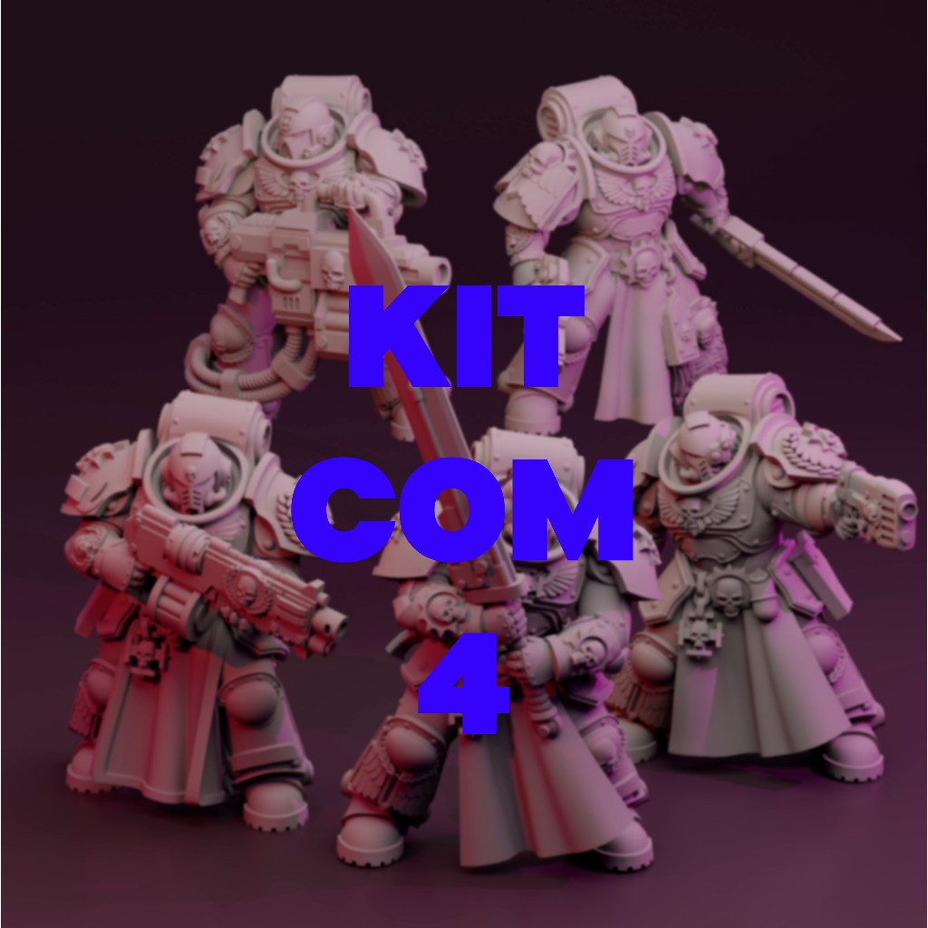 Miniaturas Warhammer 40k Space Marines Soldados KIT 40mm- Impressão 3D em Resina