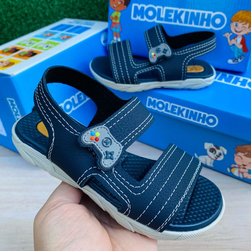 Papete Sandália Infantil Menino Molekinho Video-game Confortável Escola
