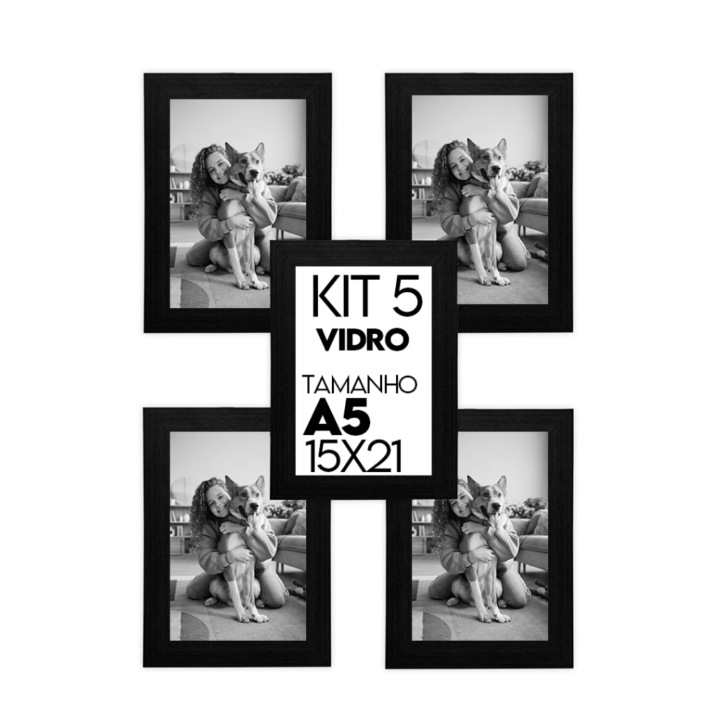 5 Porta Retrato Molduras Para Fotos 15x21cm A5 / Suporte/ Vidro em Oferta na Shopee
