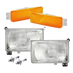 Kit Farol Ford Cargo 1991 Até 2000 Com Lâmpadas H4 E Par Lanterna Pisca Cores Ambar ou Cristal