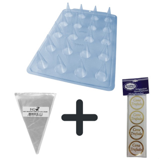 KIT Forma Suporte Para Cone Bwb ~ Saco saquinho CONE 14x23 Médio 50 unid ~ Etiqueta cone  50 und em Oferta na Shopee