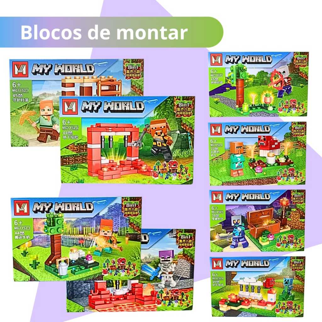Blocos de montar Minec My World Monta e Desmonta presente crianças PROMOÇÃO em Oferta na Shopee