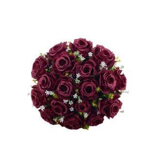 Buquê de Noiva, Buquê de Rosas Cor Vinho com Folhagem C/24 Flores, Buquê de Casamento em Oferta na Shopee