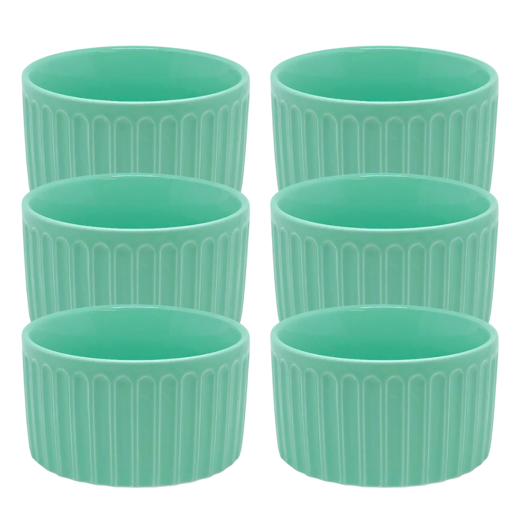 Jogo 6 Ramequim Porcelana Colorida 190ml Ramekin Gourmet Molheira