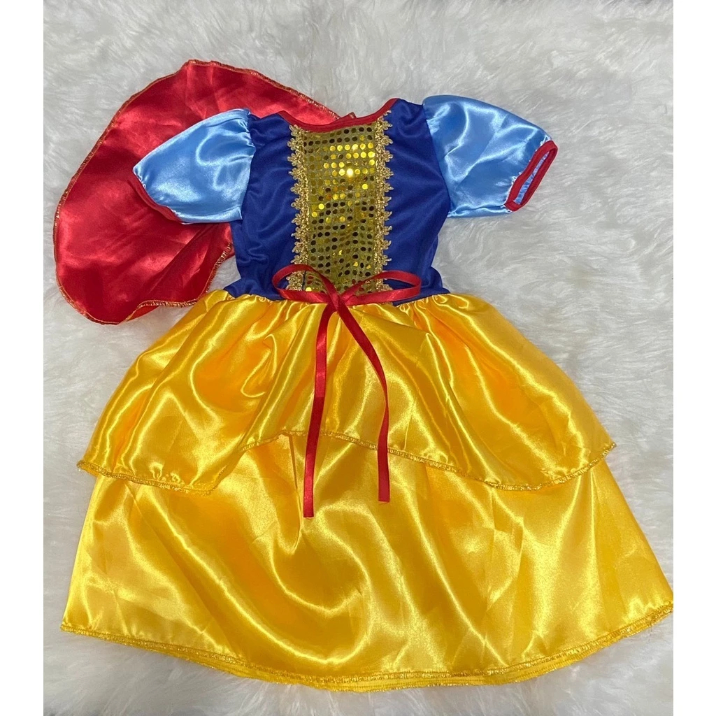 Vestido Branca De Neve Fantasia Infantil Princesas Meninas Cosplay Festa Aniversário — imagem 2 de 2