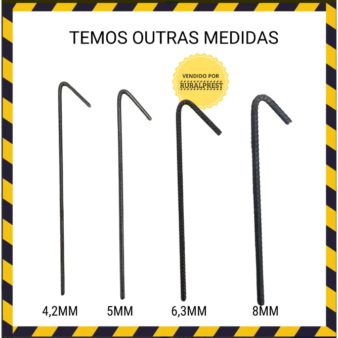 ESTACAS PARA BARRACA DE CAMPING GAZEDO BEACH TENIS EM VERGALHAO 6,3MM - 20 UNIDADES