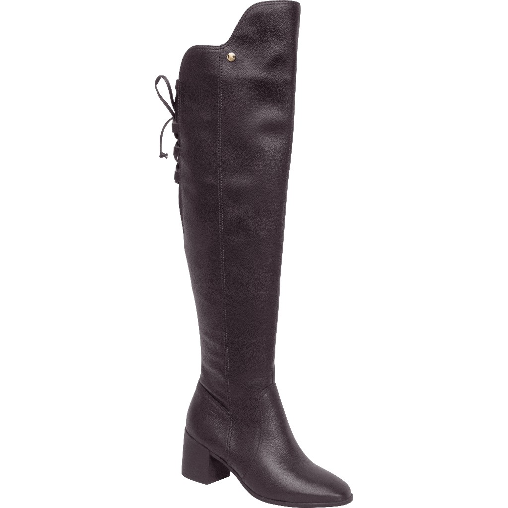 BOTA FEMININA OVER THE KNEE BOTTERO 347805 EM COURO SALTO BLOCO 6 CM CANO ALTO