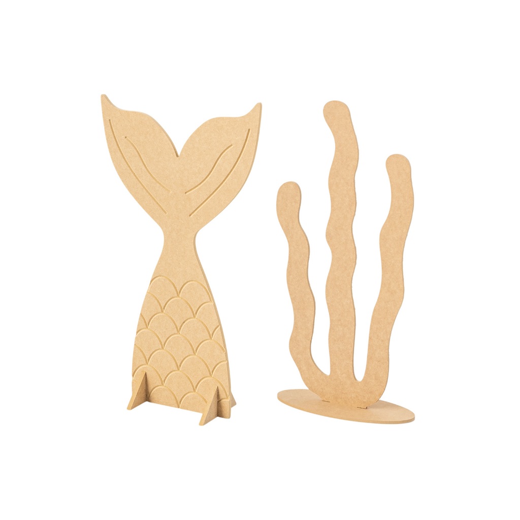 Kit Alga e Rabo de Sereia Decoração Festa Infantil Mdf Cru em Oferta na Shopee