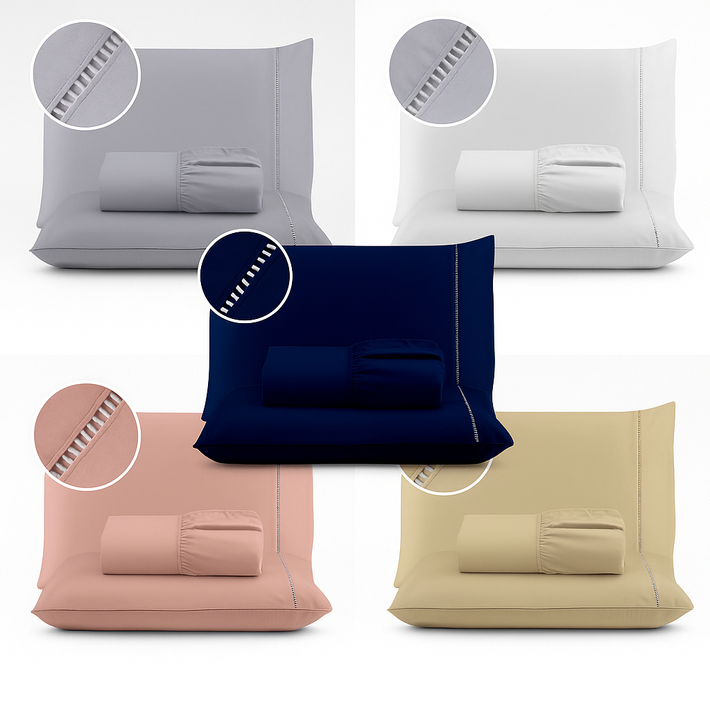 Jogo De Lençol 02 e 03 Peças 400 Fios Macio Micropercal Ponto Palito Solteiro Casal Queen King em Oferta na Shopee