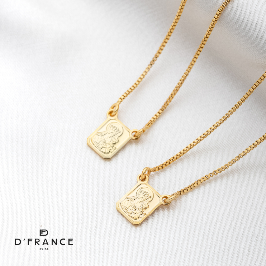 Escapulário Feminino Nossa Senhora do Carmo Banhado a Ouro 18K - D France Semijóias
